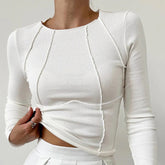 Żeński Top z Prążkowanej Tkaniny