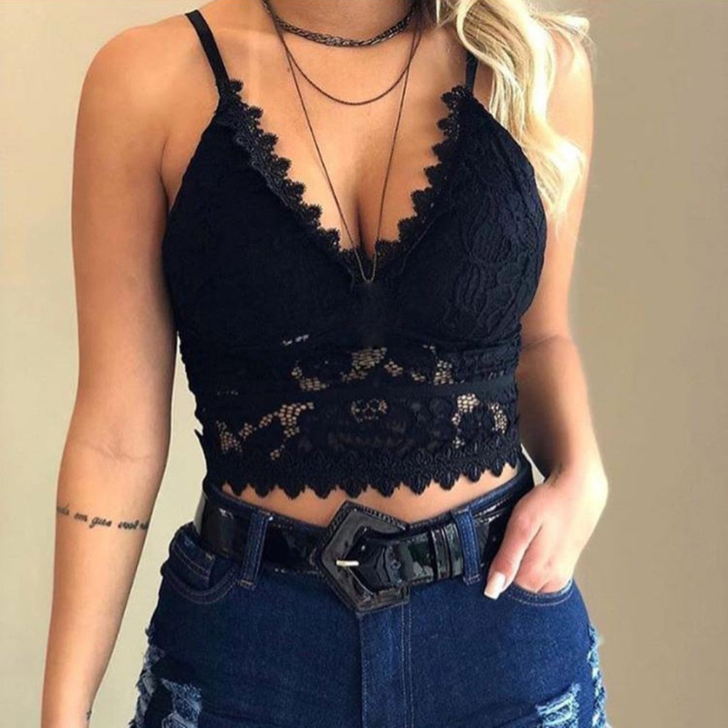 Uwodzicielski Koronkowy Braletka Crop Top