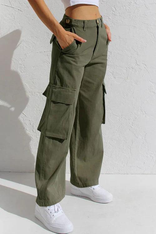 Trendy Streetwear Spodnie Cargo z Wysokim Stanem dla Kobiet