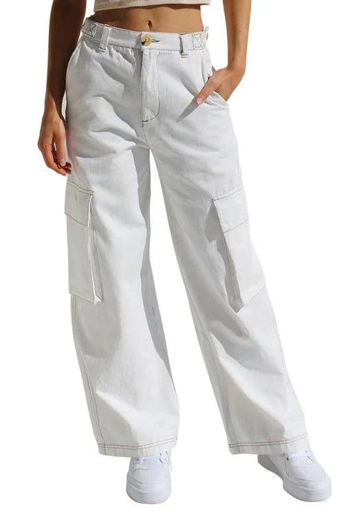 Trendy Streetwear Spodnie Cargo z Wysokim Stanem dla Kobiet