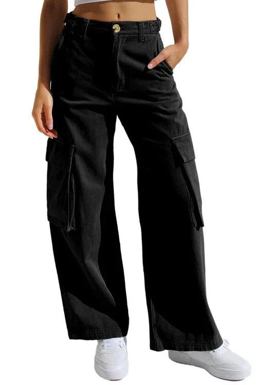 Trendy Streetwear Spodnie Cargo z Wysokim Stanem dla Kobiet